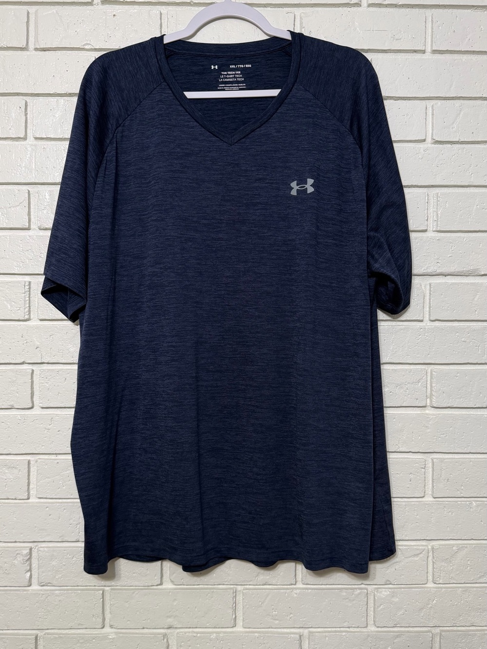 Under Armour Tech Tee Men’s XXL Blue Heather V-Neck Performance Shirt